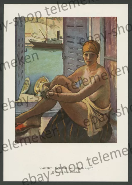 Eugen Spiro Dame nackt Sommer Akt Erotik Schönheit Idylle Berlin Secession 1928!