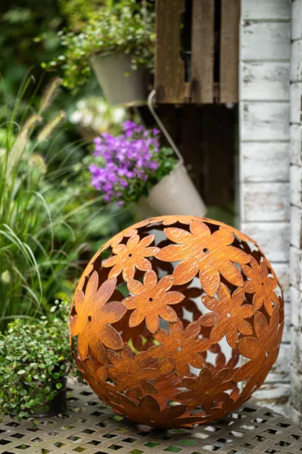 Edelrost bola de jardín flor 40 cm óxido decoración de jardín decoración de jardín de metal
