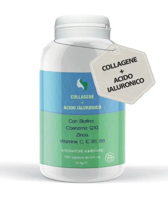 Collagene + Acido Ialuronico + Q10 Collagene Idrolizzato 180 CPS Made in ITALY