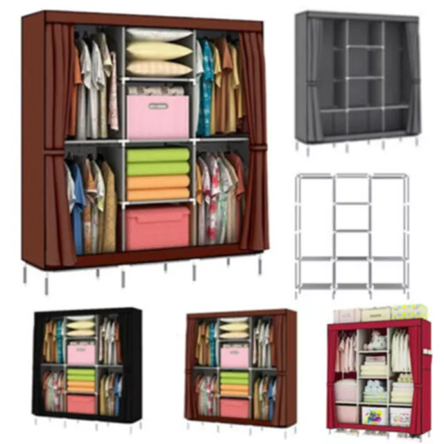 Portable Large Clothes Wardrobe Closet Storage Cabinet Organiser Unit Shelf Rack