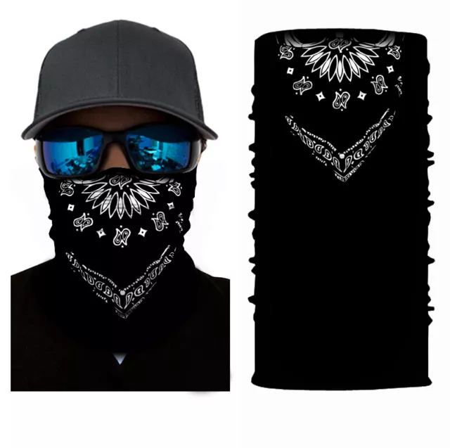 Ghost Skull Bandana Face Shield Mask Fishing UV Neck Tube Headwear Scarf Snood