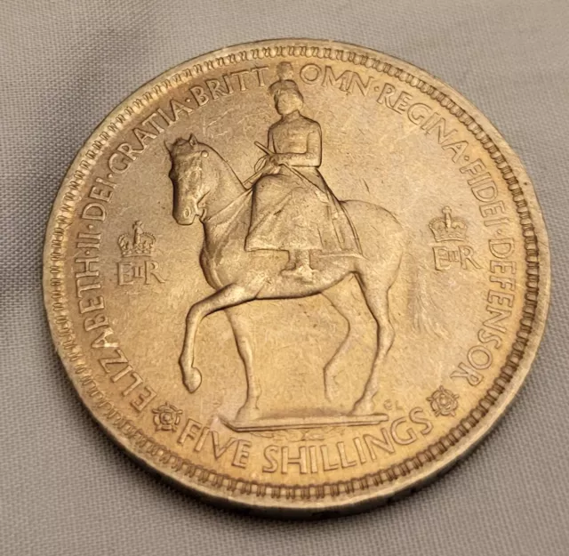 1953 Argento Regina Elisabetta II Incoronazione Moneta Corona Vecchia Corona Vintage Retro 2