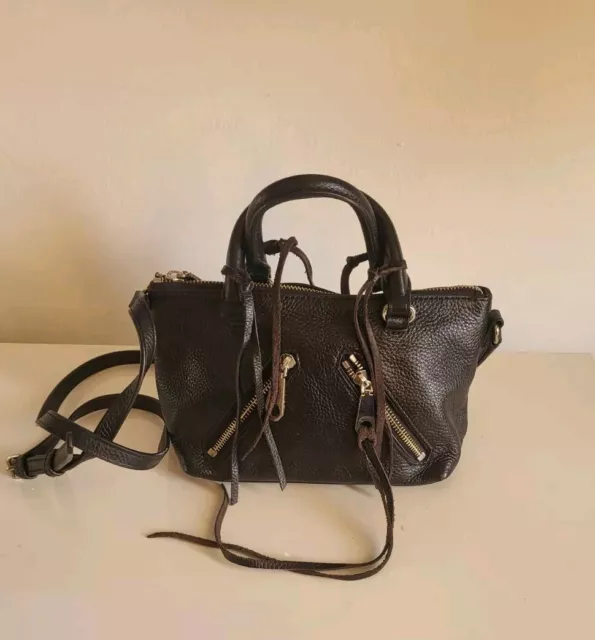 Rebecca Minkoff Fringe Regan Leather Satchel Black Small Bag
