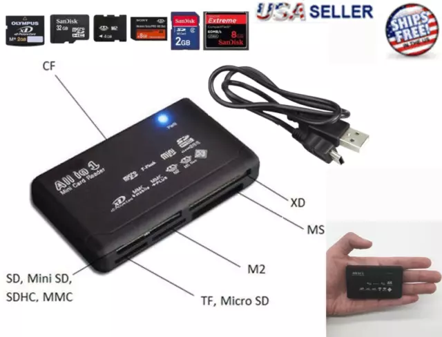 Memory Card Reader Mini 26-IN-1 USB 2.0 High Speed For CF xD SD MS SDHC 2