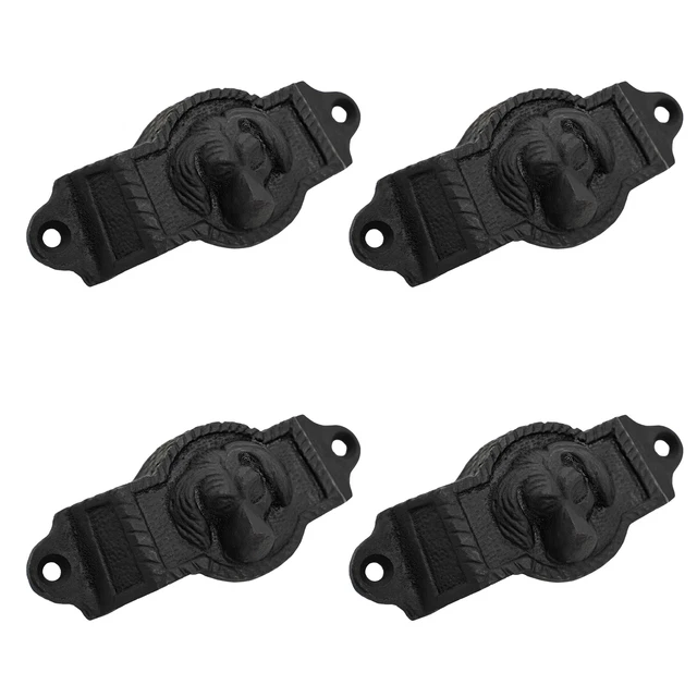 Drawer & Cabinet Pull Handles Set of 4 Kitchen Hardware Cast Iron Black Handles