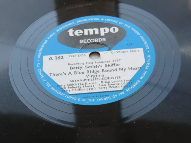 Betty Smith's Skiffle 1957 Uk 78   There's A Blue Ridge Round My Heart     Tempo