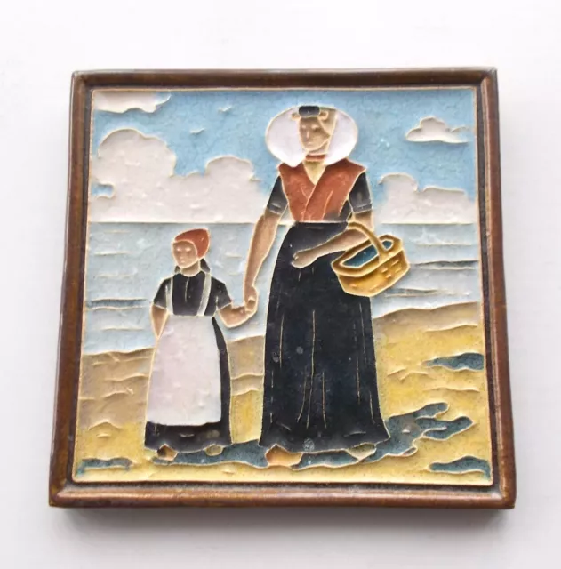 Delft Cloisonne Polychrome Tile - Mother & Child