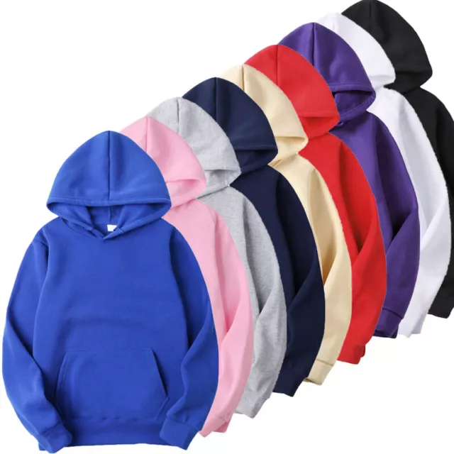 Mens Plain Pullover Hoodie Casual Hooded Sweatshirts Long Sleeve Classic Tops