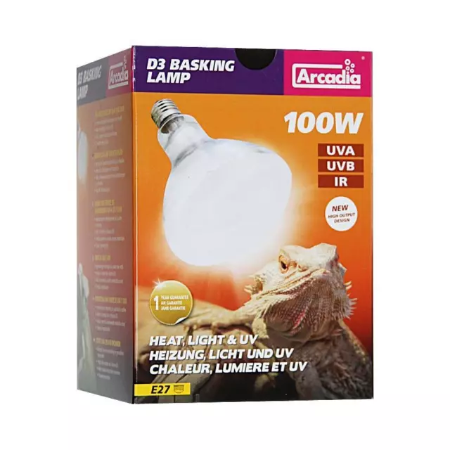 Arcadia D3 UV Basking Lampe E 27 Lampe 100 Watt Terrarium Reptile Lampe