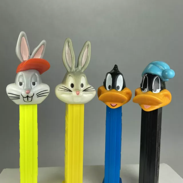 Looney Tunes Bugs Bunny & Daffy Duck 2 Variations Retired PEZ Dispenser Lot of 4