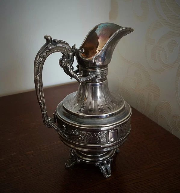 French 19th cent Art Nouveau 950 silver creamer jug argent massif cremier 364 gr