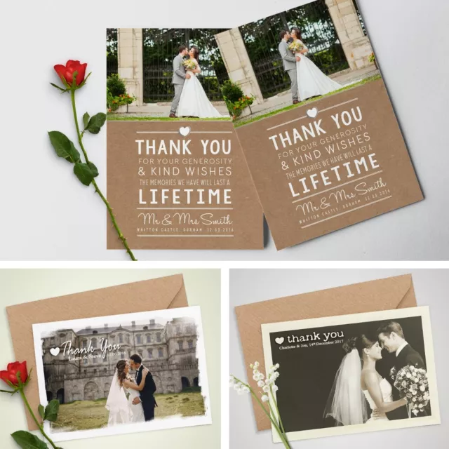 Personalised Wedding Thank You cards inc Envelopes (W2)