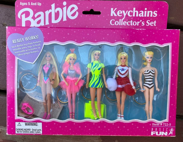 New Barbie Keychains Collector’s Set of 5 ~NRFB~ 1998 Basic Fun 722-5