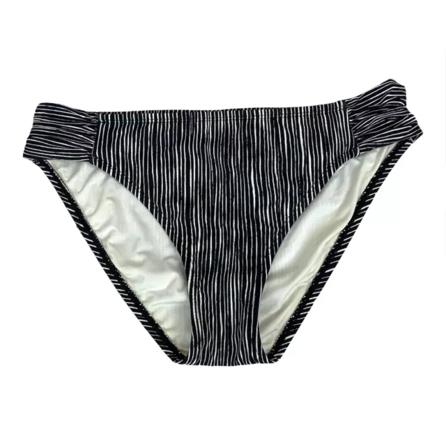 La Blanca Black Side Shirred Hipster Bikini Swimsuit Bottom Women's Size 10 New
