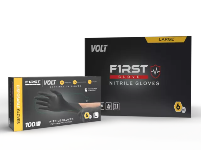 First Glove Black Industrial Disposable Nitrile Gloves 6 Mil Latex & Powder Free