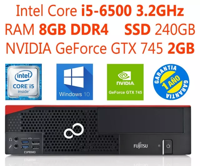 PC Fujitsu D556 / i5-6500 / RAM 8GB / GeForce GTX 745 2GB / SSD 240GB / W10Pro