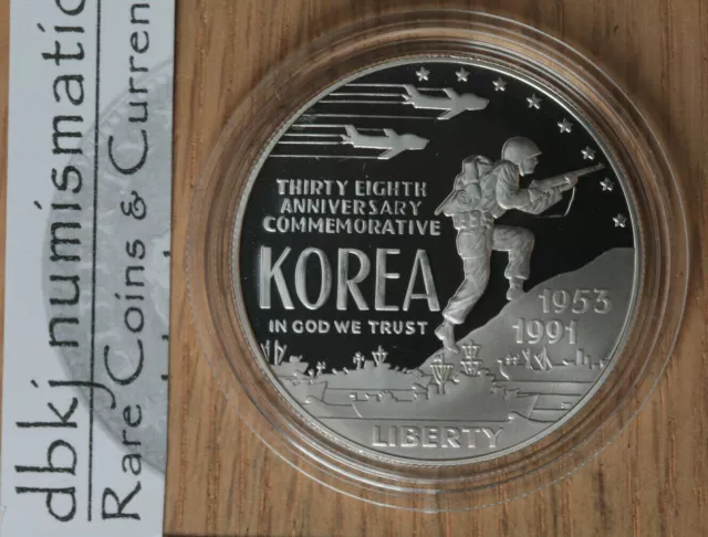 1991 P Korean War Memorial Commemorative Silver $1 Dollar - Proof - Capsule