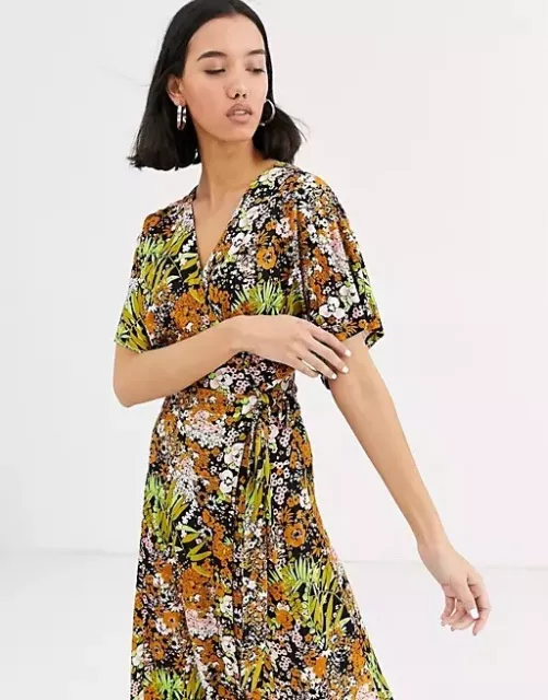 Whistles Fern Print Wrap Dress UK 12 BNWT Multicolour Midi  Exclusive RRP 99 3