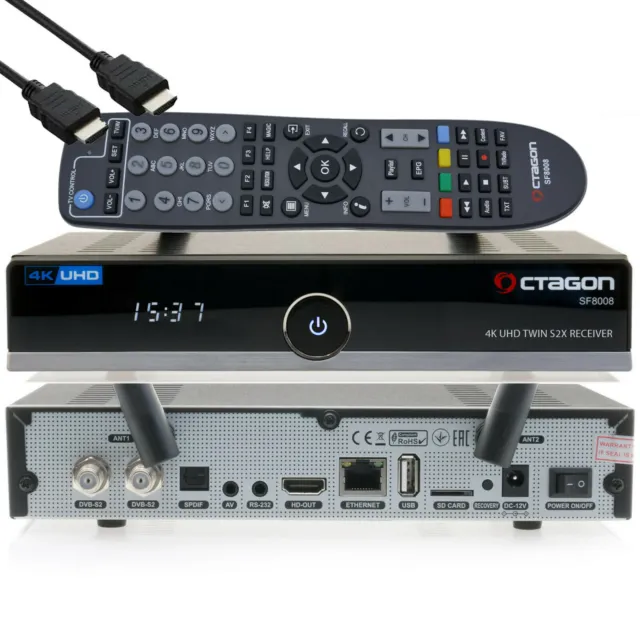 ►OCTAGON SF8008 4K UHD E2 DVB-S2X Twin Linux SAT Receiver USB WLAN♻️