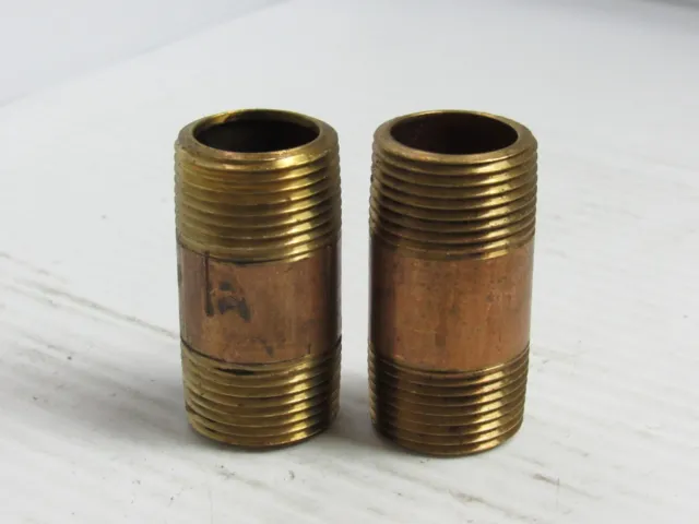 Lot Of 2 No Name Brass Pipe Nipple 3/4"Npt 2"L Threaded
