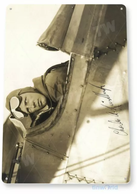Charles Lindbergh 11 X 8 Tin Sign Aviation Airplane Aircraft Retro Lax Jfk Jal