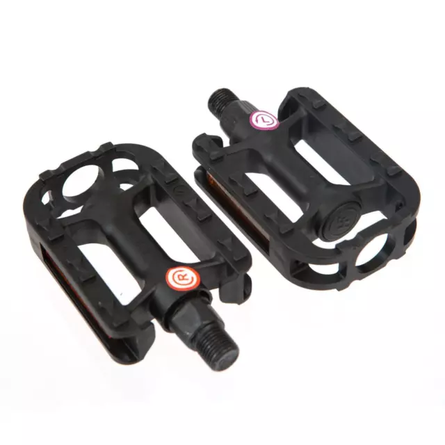 2 PCS KIDS BIKE PEDALS - in Black Red Blue Childrens Bicycle Flat (9/16" Thread)