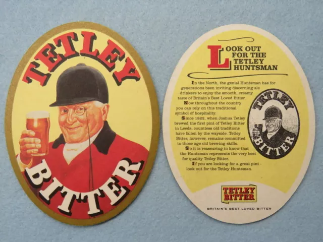 Beer Collectible Coaster: TETLEY Bitter ~ Look for the Huntsman; Leeds, England