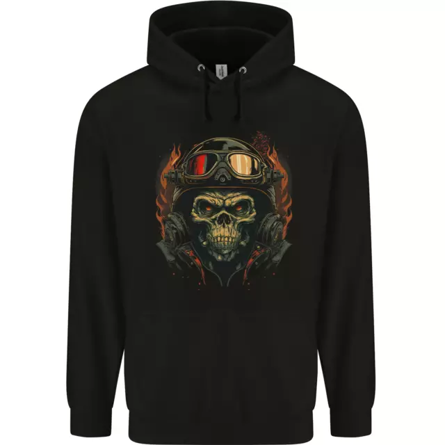 Motorcycle Gorilla Skull Motorbike Biker Mens 80% Cotton Hoodie