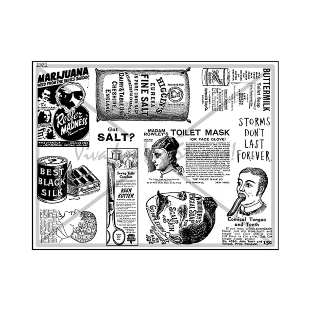 Unmounted/Uncut Rubber Stamp Sheet, Vintage Ads, Advertisement, Satire, Old Ads
