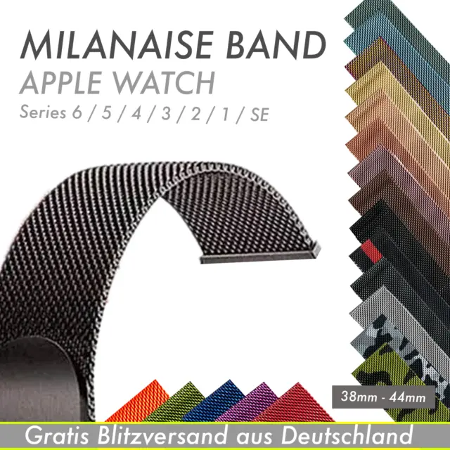 Milanaise Edelstahl Magnet Armband für Apple Watch SE/8/7/5/4/3 38mm - 45mm 44mm