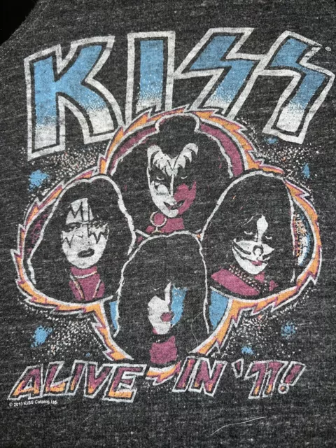 Women’s Vtg KISS’s Band ‘Alive In ‘77!’ 1977 Junk Food Tank Top Shirt Large Gray
