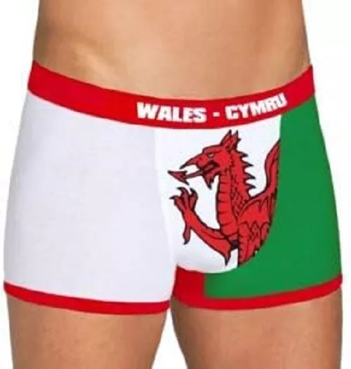 Pantalones cortos boxer con bandera galesa Cymru para hombre baúles blanco-verde
