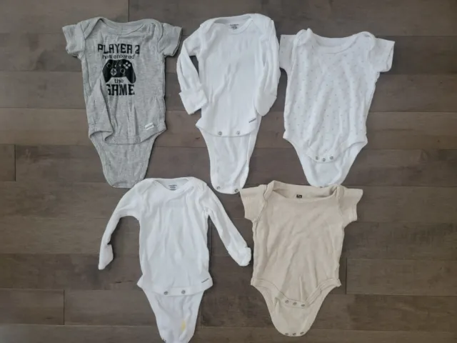 Lot of 5, 0-3 Months Baby Girl Clothes Bodysuits Player 2 Entered Game Gamer