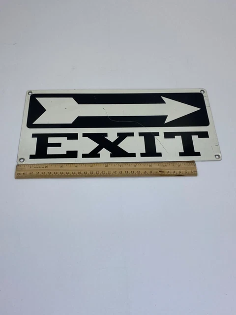 Vintage Porcelain Enamel Exit Arrow Sign -  Industrial - Theatre -  Gas Station