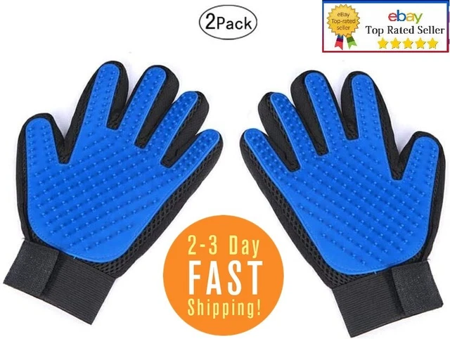 UPGRADED PAIR Pet Grooming Gloves Brush Dog Cat Fur Hair Removal Mitt Massage