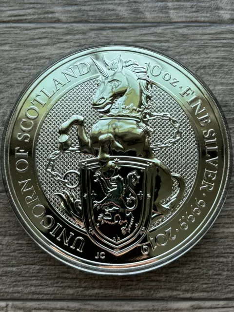 2019 10 oz Queens Beast Unicorn Of Scotland  .9999 Silver BU In Capsule