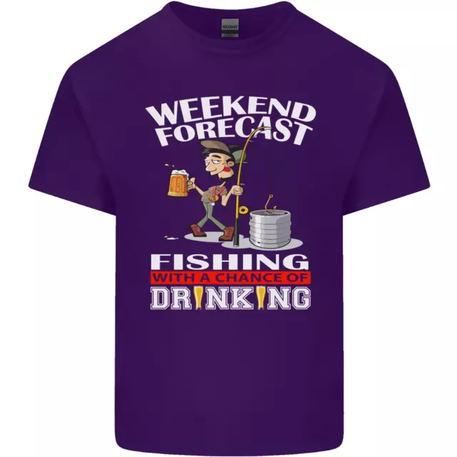 T-shirt da uomo in cotone cotone Fishing Weekend Forecast divertente 10