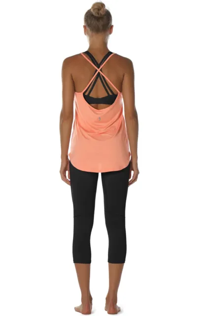 ICYZONE PEACH WORKOUT Tank Tops Women - Athletic Yoga Tops Open Back  Strappy XL £9.95 - PicClick UK