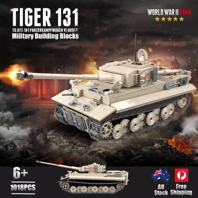 1018PCS Tiger131 Tank Military Building Blocks MOC Sets WW2 Serials Brick Toys