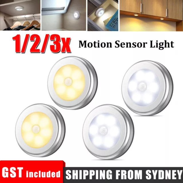 6 LED Motion Sensor Night Light Indoor Stairs Hallway Home Lamp Battery Operated