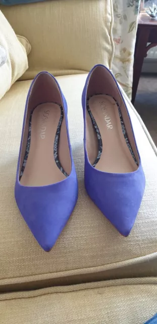 Blue Animal Skin Effect Loe Heeled Court Shoe With Pointed toes