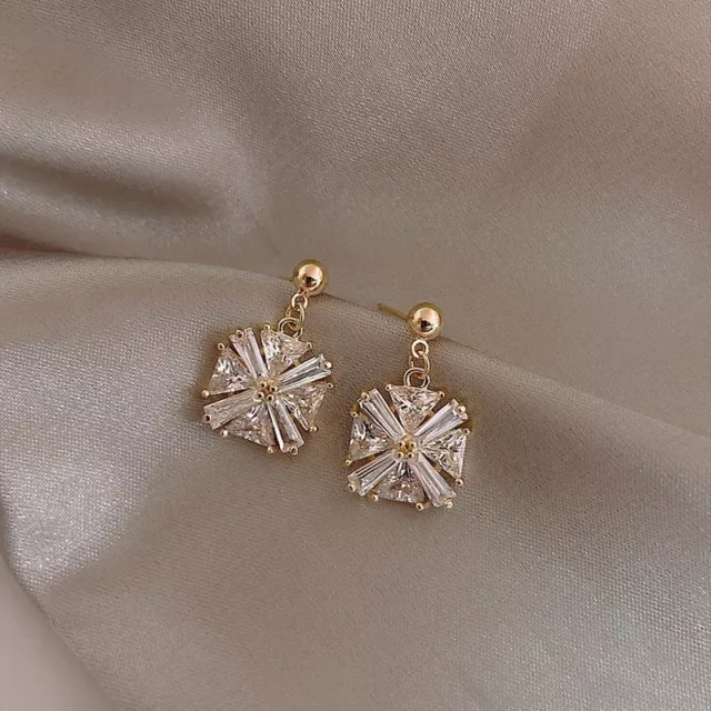 Elegant Women Cubic Zircon Dangle Earrings Crystal CZ Drop Earrings Jewelry Gift