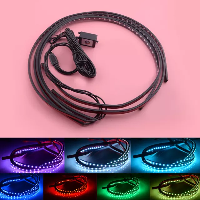 4pcs 90 / 120cm APP contrôle RGB LED bande voiture Underglow Underbody Kit néon