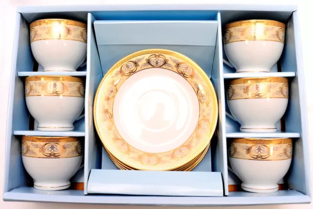 Fine Porcelain Teacups Tea Coffee Cups and Saucers Elegancy China Gold Key
