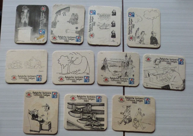 11 Sous Bock Biere Stella Artois Cartoons Belges 1982/1983 Belgische Kartoens