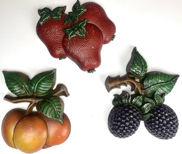 VINTAGE SEXTON 1969 Usa Cast Metal Fruit Wall Plaques $38.00 - PicClick