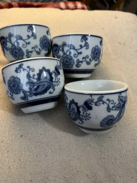 Set Of 4 Blue And White Porcelain Tea Sake Cups Pier 1 Euc