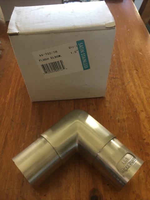 Lavi Industries Flush Elbow 1.5" Round 44-732/1H Satin Brushed Stainless Steel