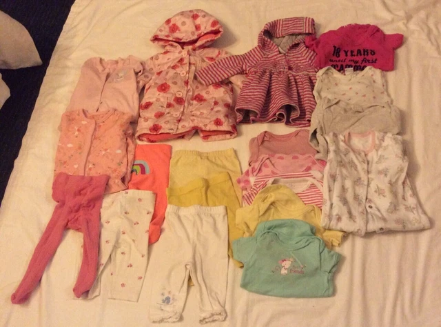 Girls Baby Clothes Bundle including Coat Age 0-3 mths  19 items (Set 3)