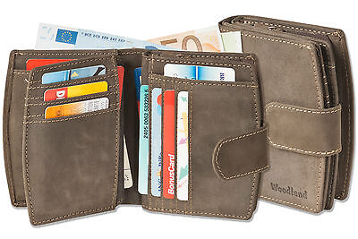 portefeuille Super-compact avec XXL poches de carte de crédit pour 18 cartes en cuir de buffle naturel Woodland 
